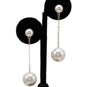 Double Pearl Drop Earrings
